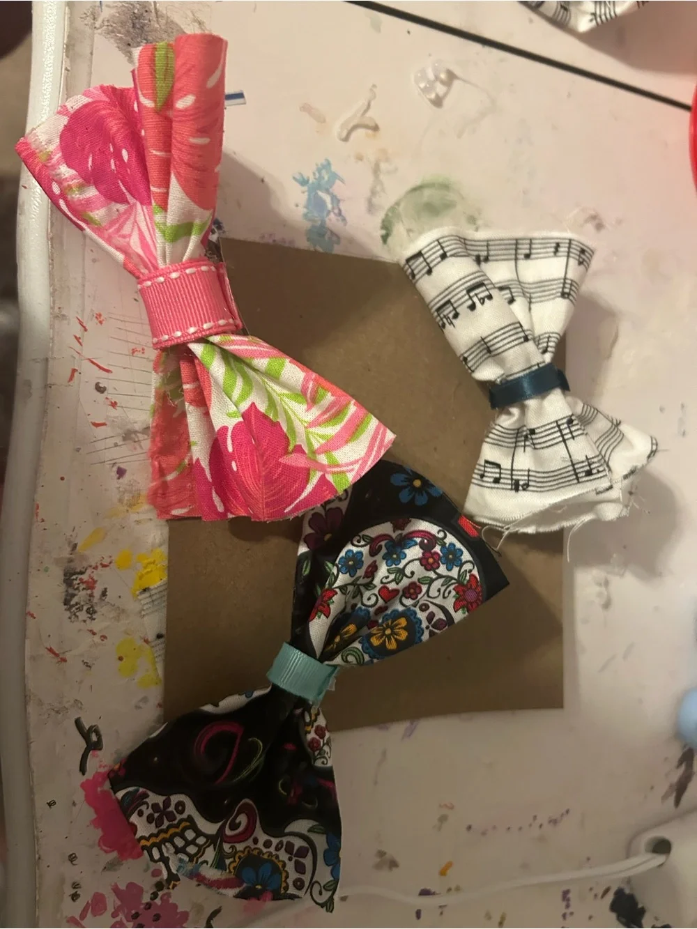 Pink Floral Kids Hair Bow Clip - Brand Unknown (all three bows included)